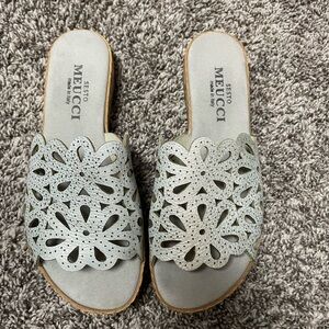 Sesto Meucci Women's Floral Cutout Sandals - Light Gray